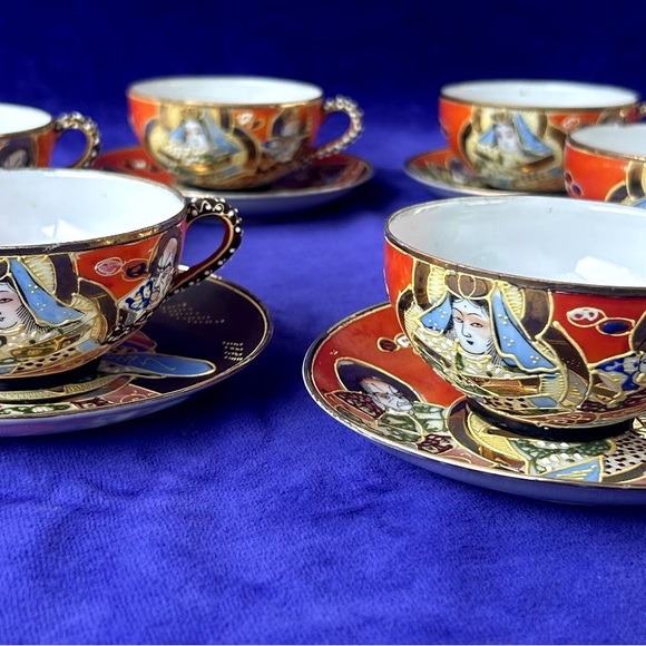 Antique Japanese Satsuma Dragonware Moriage Gold Tea Set - Hand Painted - Picture 12 of 16